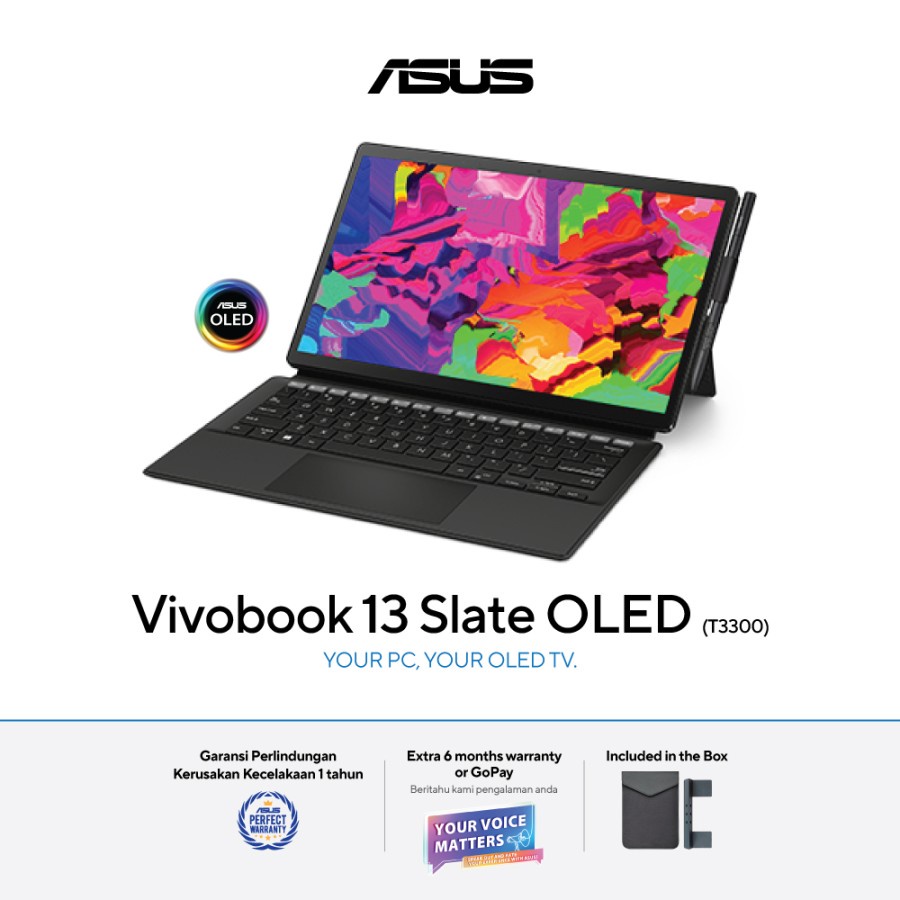 ASUS Vivobook 13 Slate OLED T3300KA-OLED622 BLACK Pentium N6000 8G 256GB SSD 13.3"OLED FHD WIN11