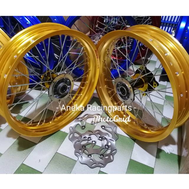 Velg klx dtracker supermoto 300 350 17 siap pakai / velak klx 150 dtracker komplit tinggal gaspol