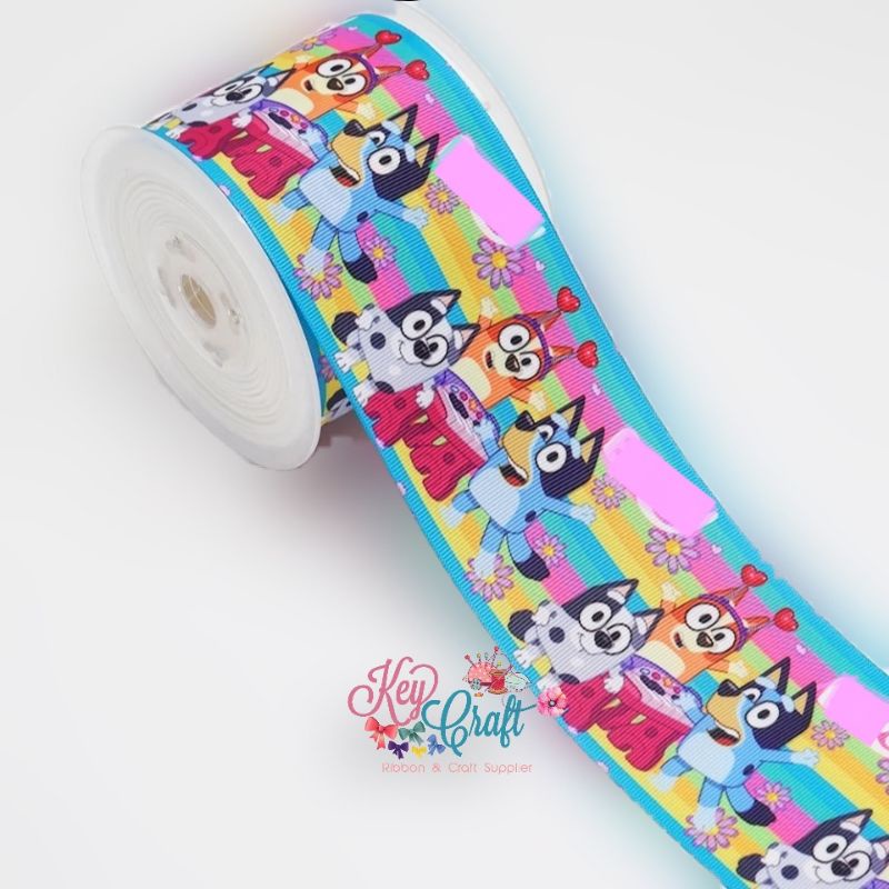 

Pita grossgrain motif bluey dog cartoon size 3,8cn