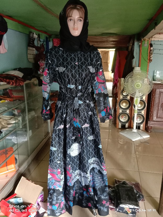 Batik Couple Keluarga Sania Ruffle Ori Ndoro Jowi Dnt Motif Rembulan Abu