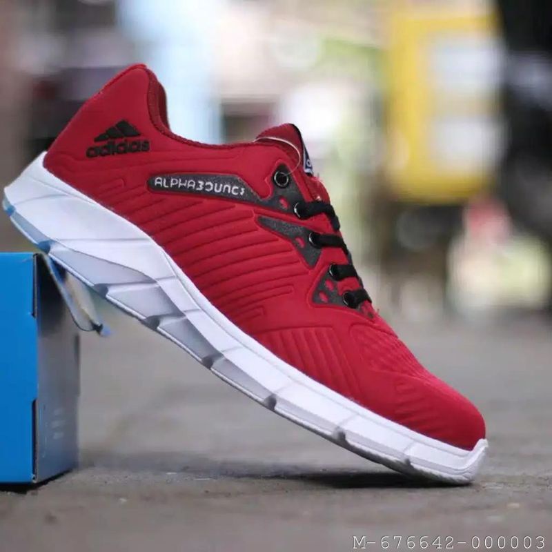 SEPATU PRIA SNEAKERS ADIDAS ALPHABOUNCE MERAH