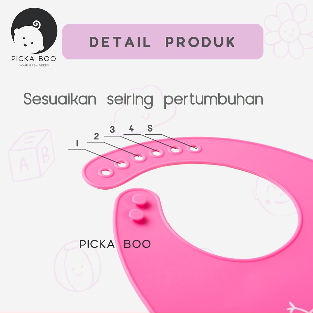 PICKA BOO Celemek Makan Bayi Bahan Silikon