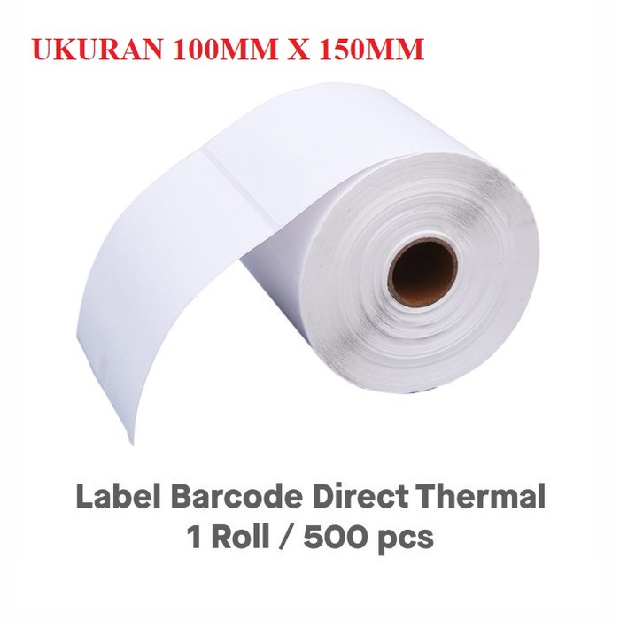 

LABEL STICKER THERMAL ROLL 100MMX150MM BARCODE 10CMX15CM UKURAN A6 ISI 500 PCS