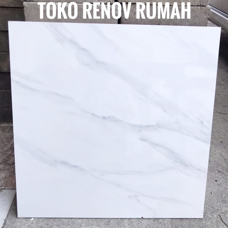 keramik lantai 60x60 putih motif carara GLOSSY (harga perdus)/ keramik lantai 60x60 putih motif/ keramik carara silver