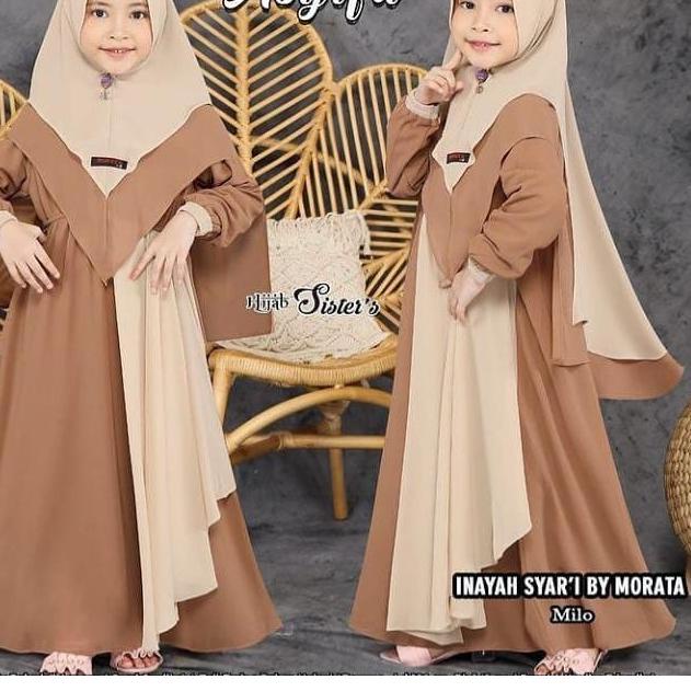 Ready Stok INAYAH SYARI KIDS Baju Gamis Syari Anak Muslimah Model Terbaru 2021 Baju Anak Umur 8 - 11