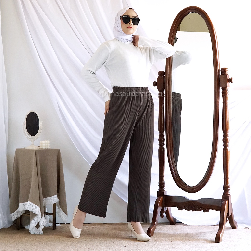 Celana Plisket OLIVIA / Pleated Pants Premium Doff Nyaman Panjang Muslim