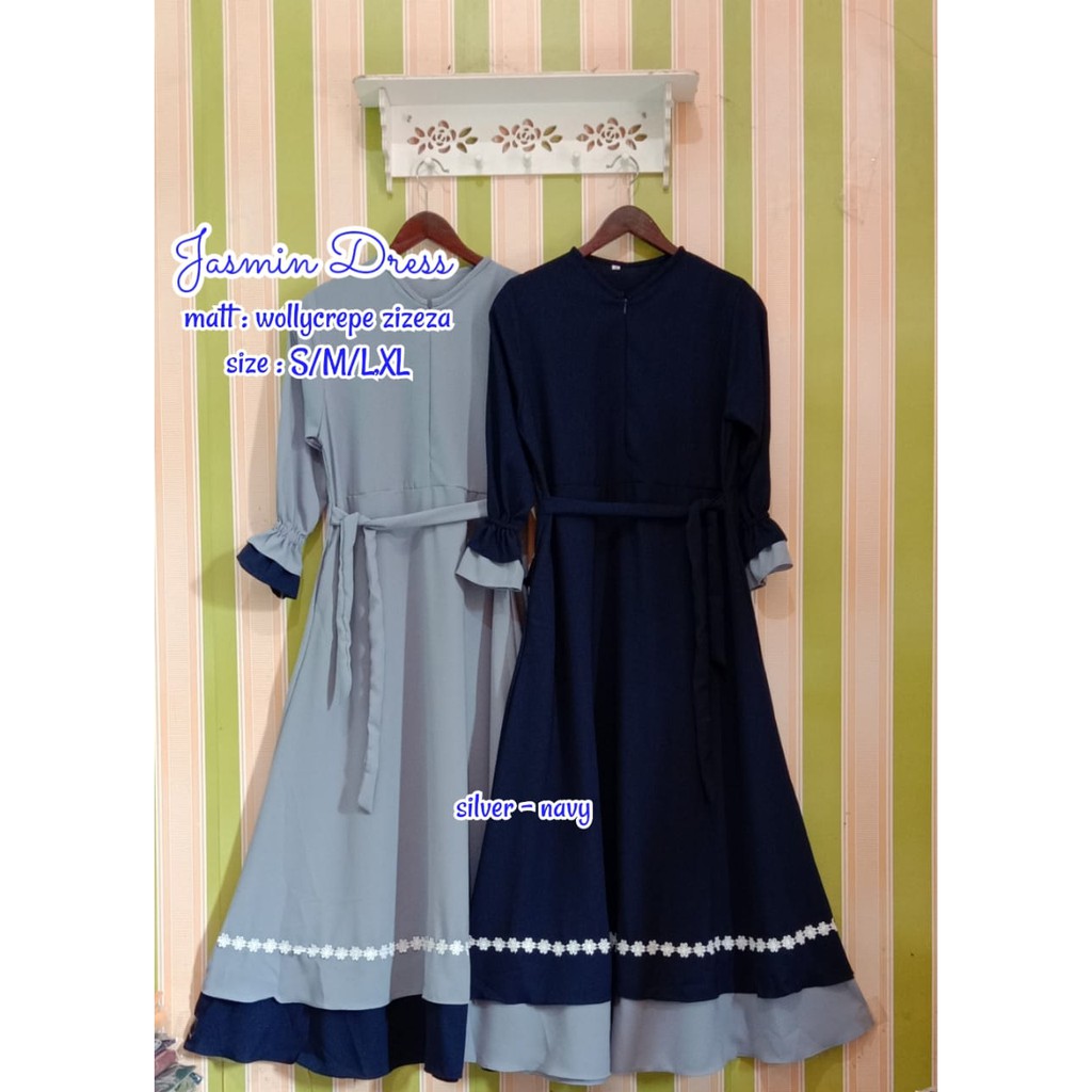 silver navy dress