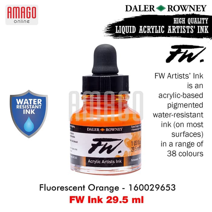 DALER-ROWNEY - FW INK 29.5 ML - FLUORESCENT ORANGE - 160029653