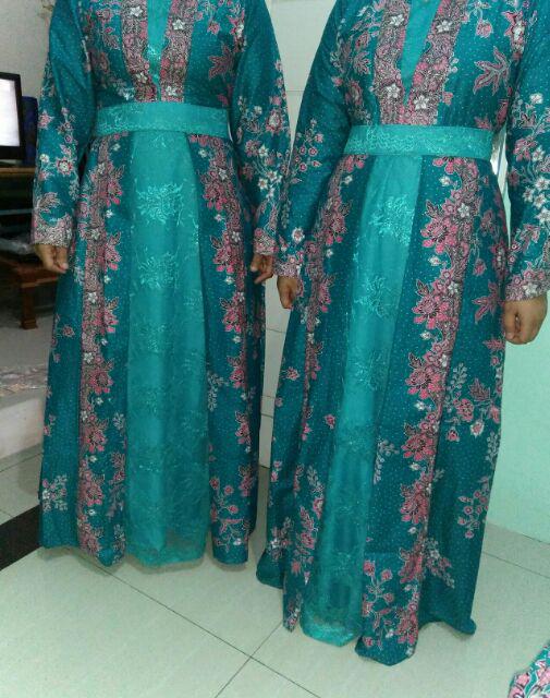 Qnunbatik Batik Keluarga/family Gamis Muslim Krisdayanti (kd) Dsr Warna Toska