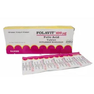 Folavit 400 mcg Strip / Asam Folat / Folic Acid / Suplemen Ibu hamil dan menyusui / prom / folavid p