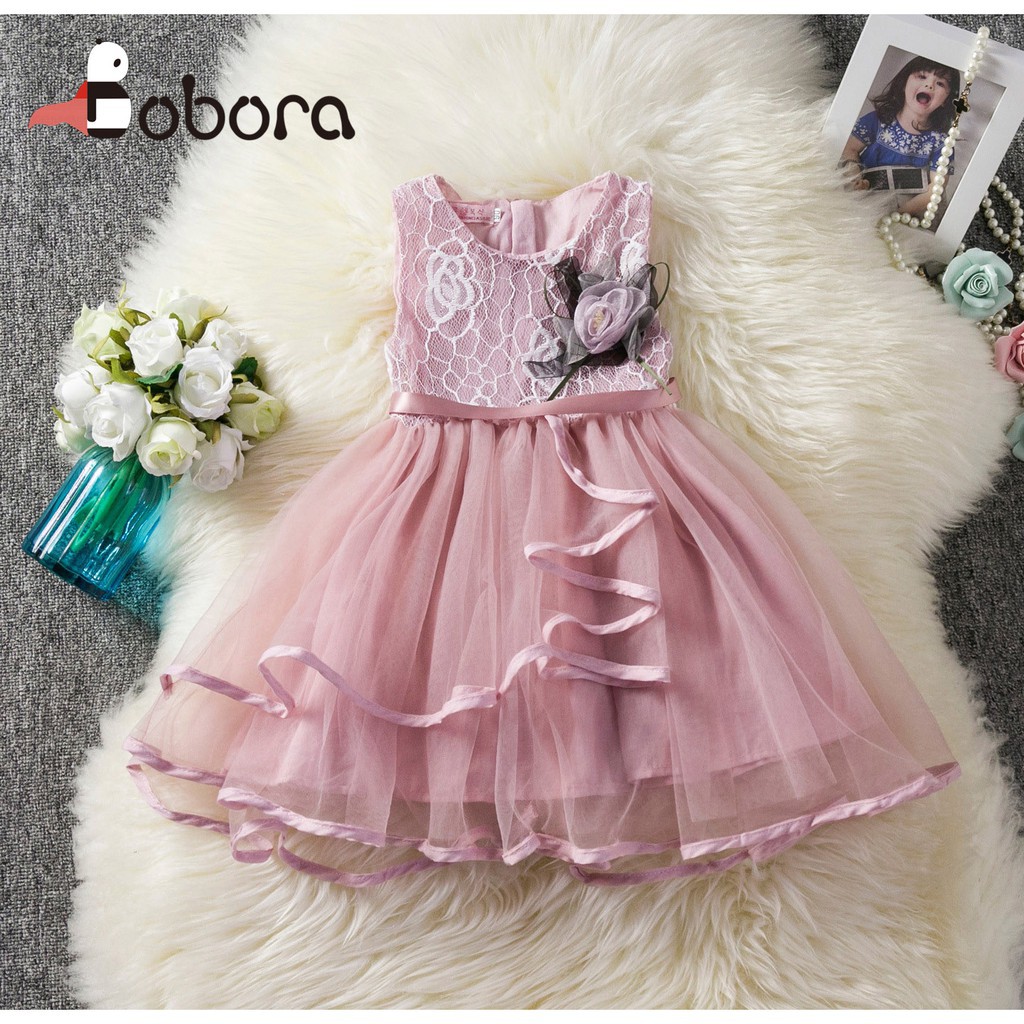 BOBORA Gaun Tanpa Lengan dengan Bahan Katun dan Hiasan  