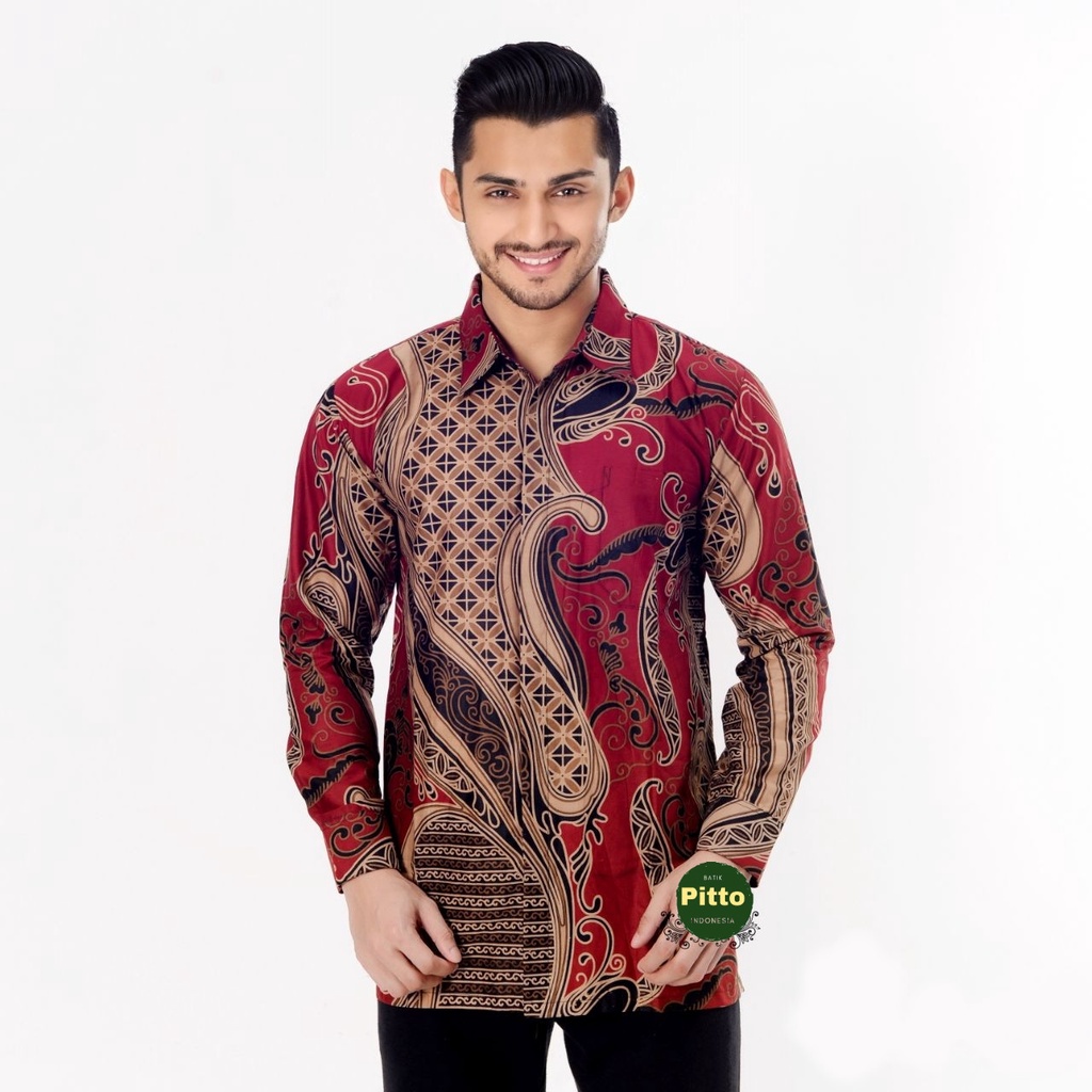 KEMEJA BATIK PRIA LENGAN PANJANG BAJU BATIK PRIA MODERN SIZE M L XL XXL