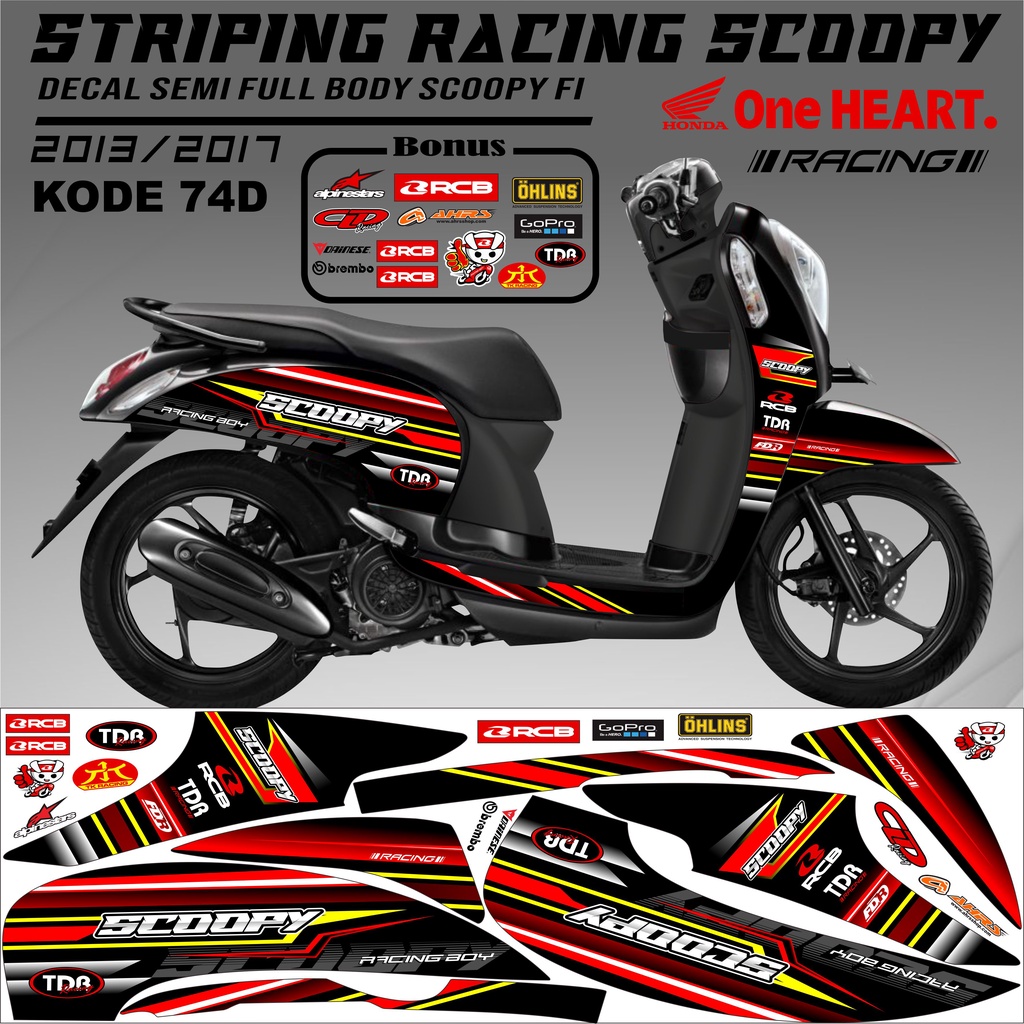 Striping Scoopy Stiker Scoopy 2013/2017 Kode 74