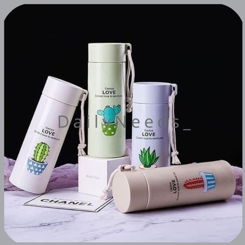 BKC kaktus botol minum kaca beling tali motif cactus souvenir botol kaca tahan panas dingin travel