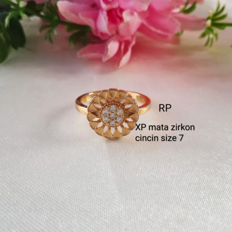 Cincin xuping Lapis emas /Cincin permata dewasa