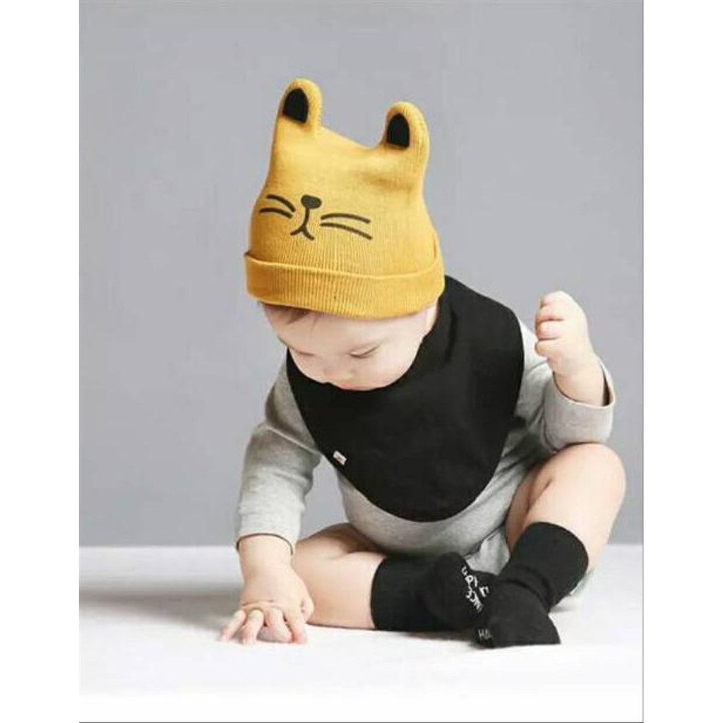 Topi Anak Model Kupluk Kucing Trendy Fashion Bayi Unisex Laki-laki dan Perempuan Model Korea Jepang