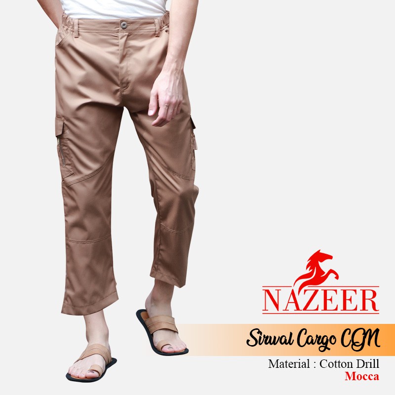 Nazeer Celana Sirwal Cargo Premium CGN-P Sunah Cingkrang Ngatung Pria Dewasa Muslim Murah Bahan Deni