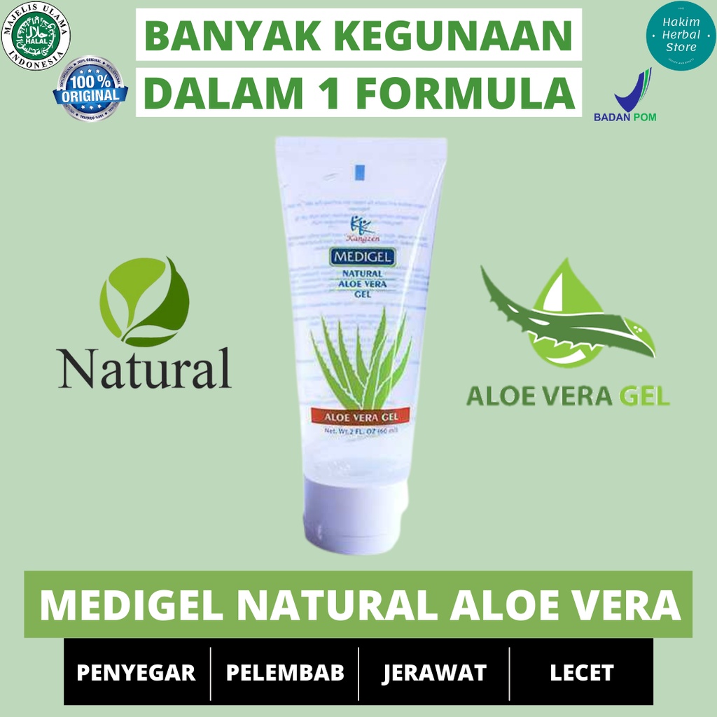 Gel Aloevera | Kangzen Medigel Natural Aloe Vera | Gel Lidah Buaya - Pelembab Kulit & Wajah - Menghi