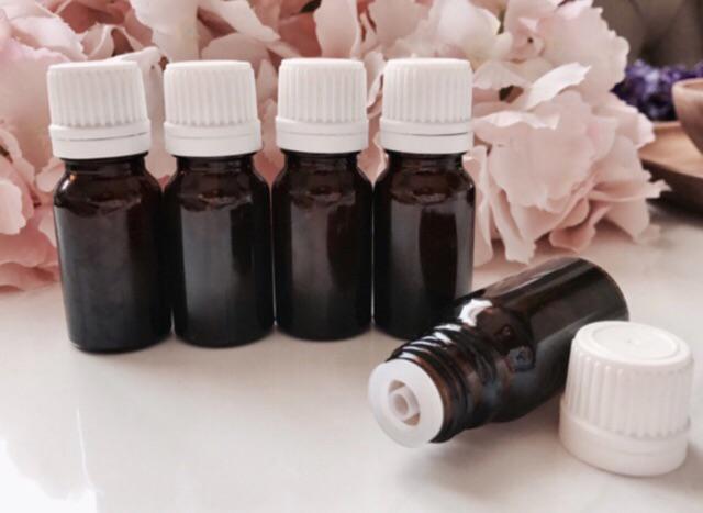 5ml Botol Essential Oil Kaca Coklat Tebal Tutup Hitam Putih