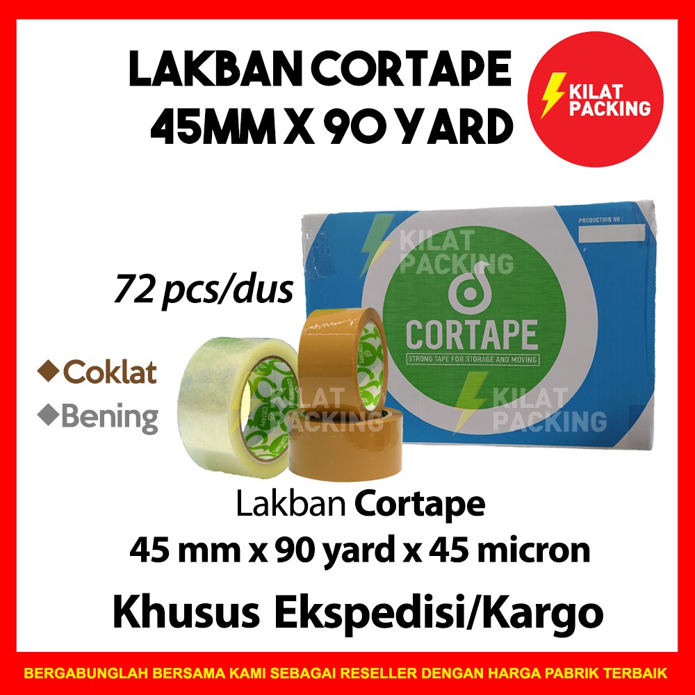 

HenJO Lakban Cortape 2 inch 45 mm (90 yard) MURAH Ekonomis Per Dus