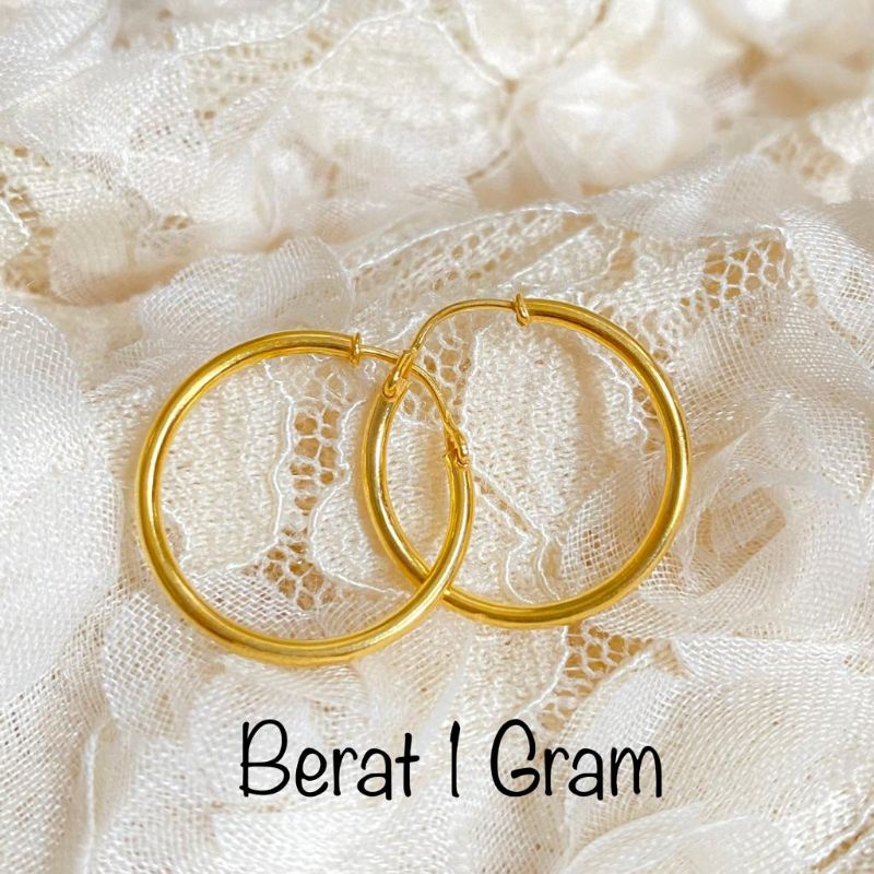 Anting Emas Muda Dewasa Ring Polos 1 Gram