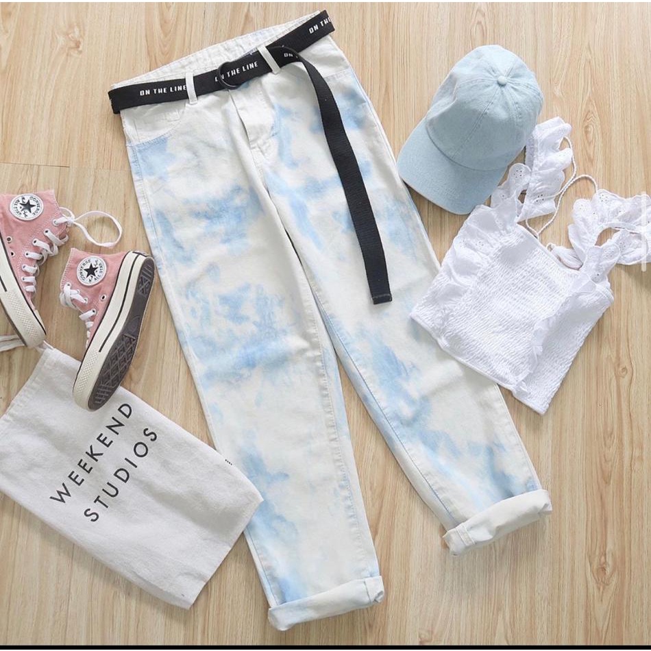 CS-OBRAL CUCI GUDANG ( MURAH MERIAH ) XELO BOYFRIEND JEANS TIE DYE ( BISA BAYAR DITEMPAT )/CELANA MURAH/CELANA KEKINIAN