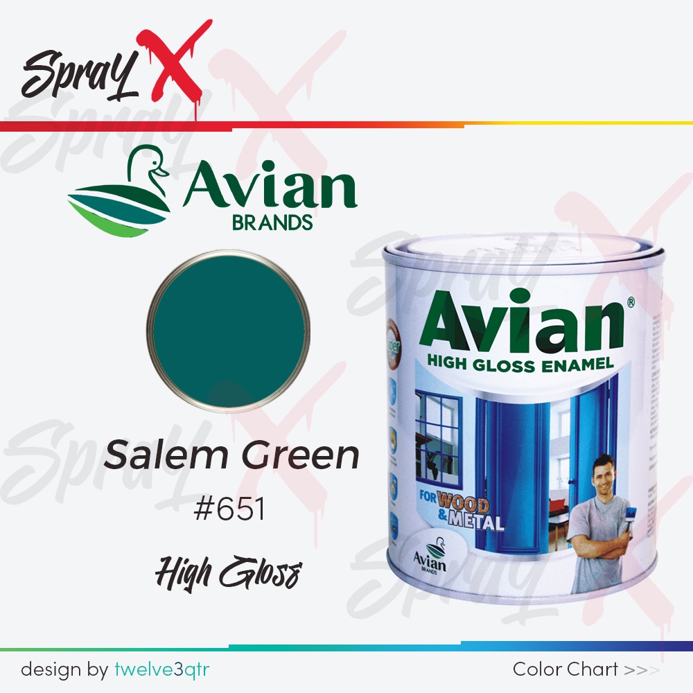 AVIAN CAT MINYAK SALEM GREEN 651 / HIJAU TOSKA #651 0.9 LITER - CAT KAYU DAN BESI