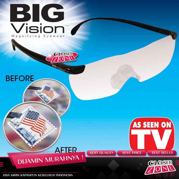 Big Vision Glasses Magnifier / Kacamata Pembesar.