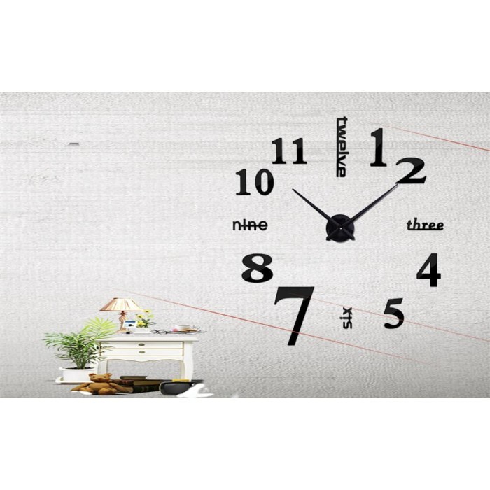 Jam DIY Dinding time kantor kamar rumah Diameter 40cm Silent Original 3D