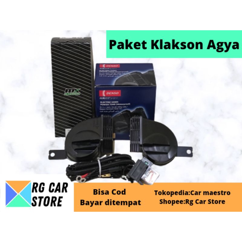 PAKET KLAKSON AGYA DENSO KEONG TUTUP ORIGINAL DENGAN KABEL RELAY