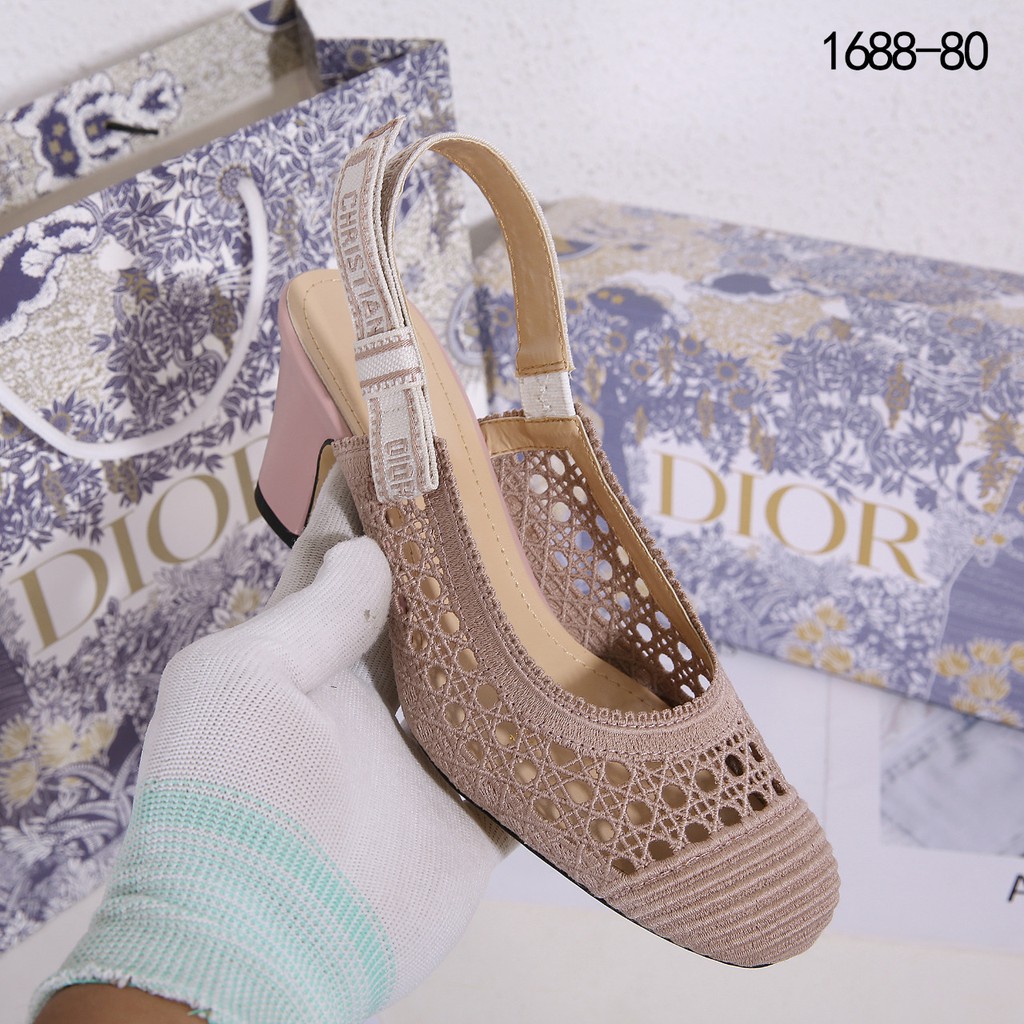 D1or &amp; Moi Slingback Pump Mesh Cannage Embroidery 1688-80