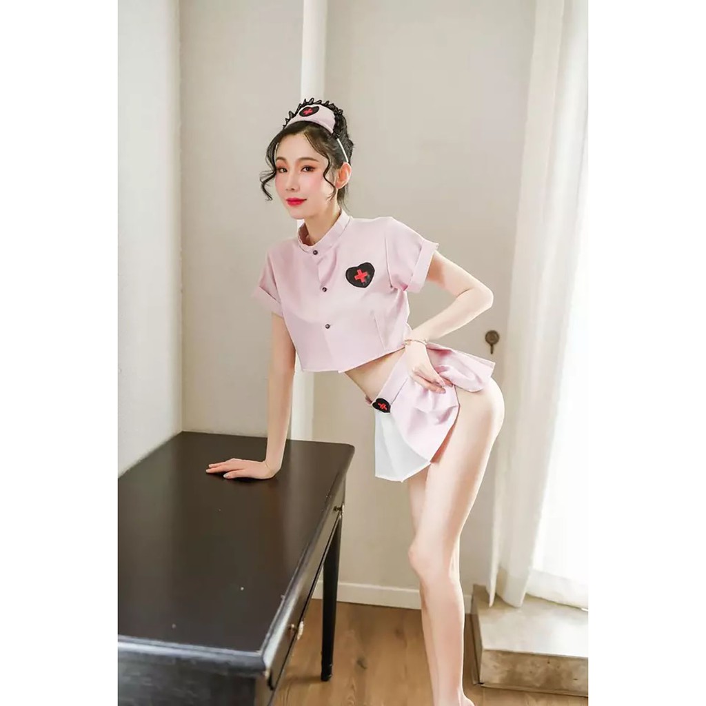 Lingerie Wanita Set Seragam Perawat Rok Pendek Sexy Cosplay A296