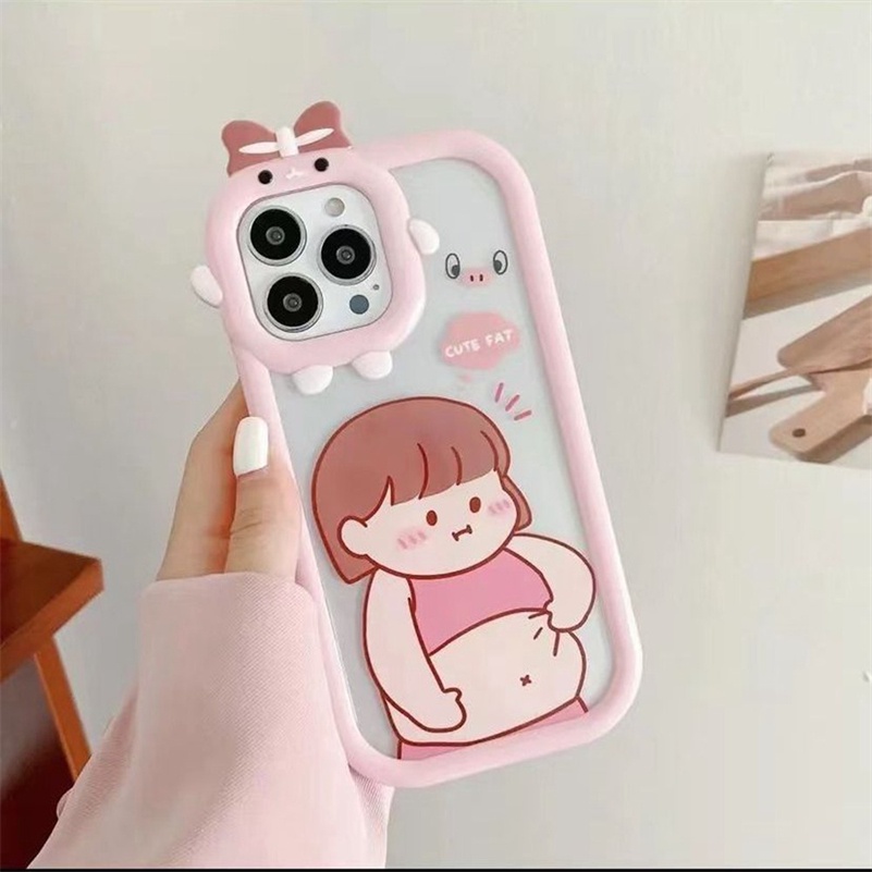 Case Pelindung Lensa Transparan Shockproof Motif Kartun Monster Kecil Untuk iPhone 14 13 12 11 Pro Max X Xr Xs Max 7 8 6 6s Plus SE 2020