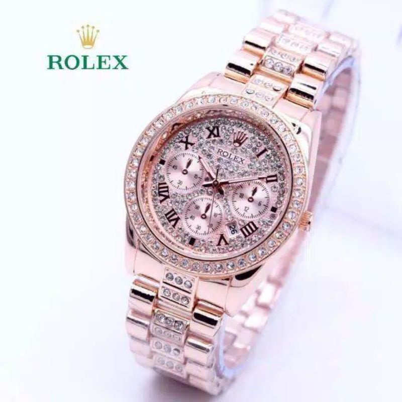 VK Jam Tangan Romawi Wanita R0lex Jam Tangan Chronograph Off Jam Tangan Rantai Stainliss Steel