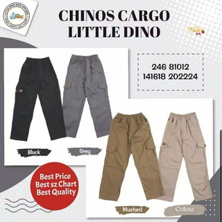 CELANA PANJANG CHINO CARGO  ANAK POLOS LITTLE DINO 6 11Y 