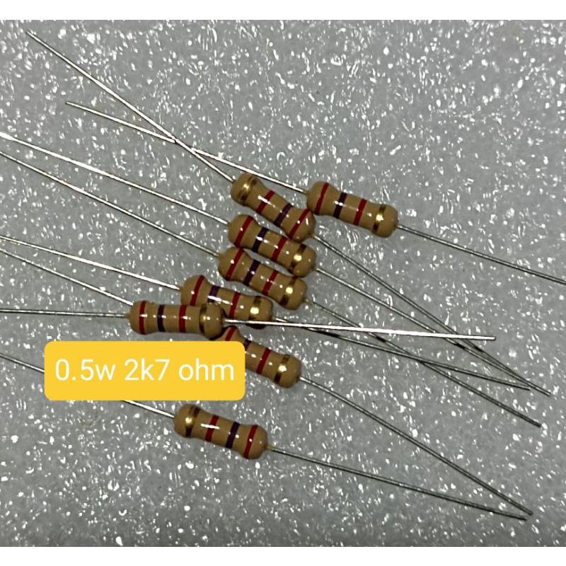 10BUAH RESISTOR 0.5 WATT 2K7 OHM 1/2 WATT SETENGAH WATT 2K7OHM