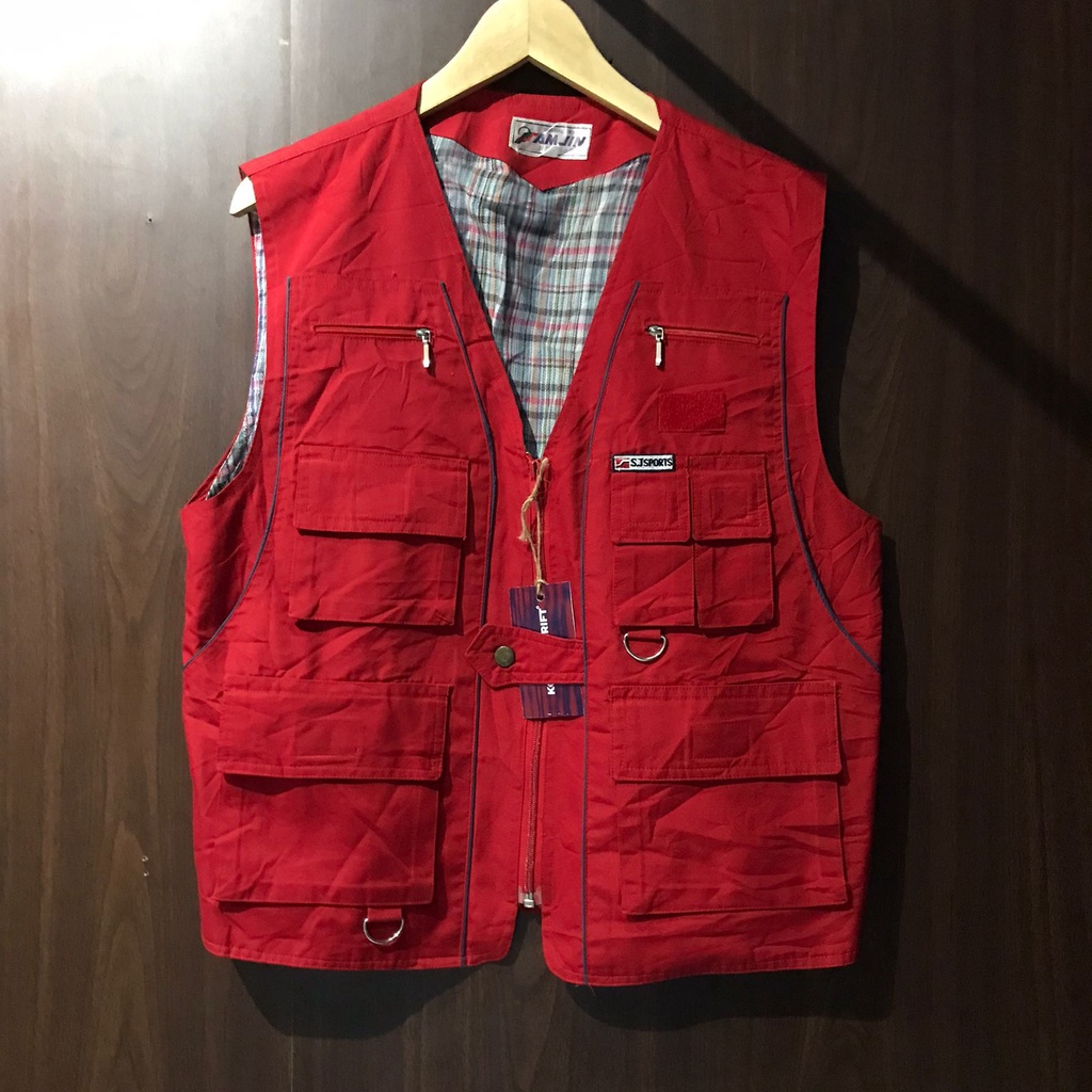 Vest Rompi Tactical Pocket Tartan second thrift Red