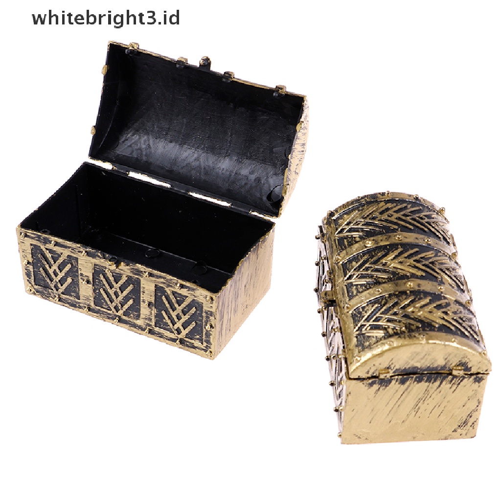 (whitebright3.id) 2pcs Miniatur Kotak Harta Karun Bajak Laut Vintage Untuk Aksesoris Rumah Boneka