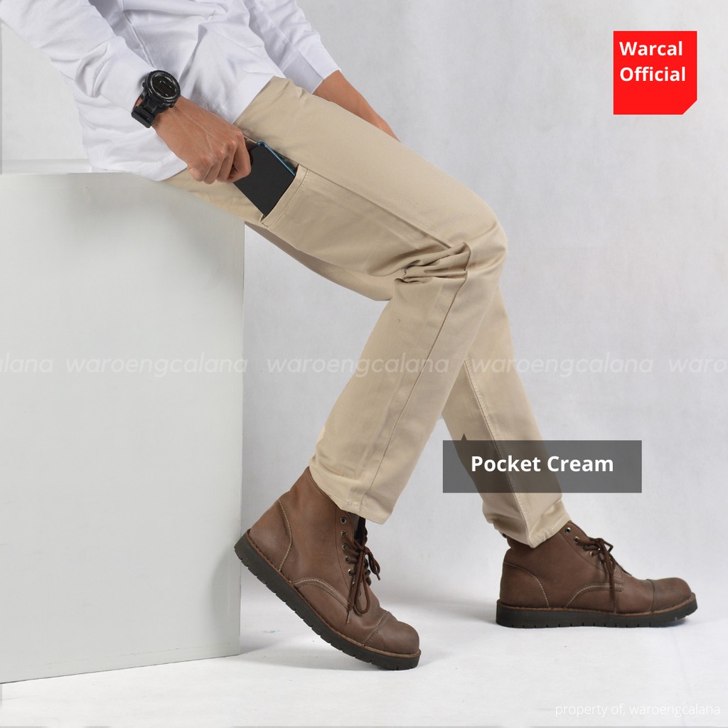 In One Chino Panjang Pocket Cream