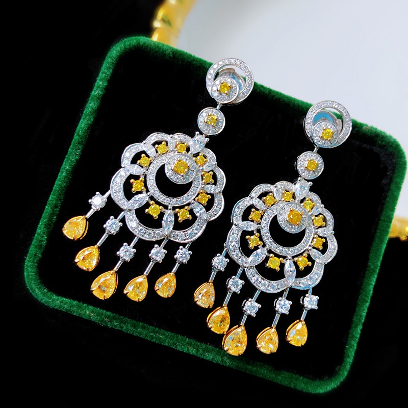 Fashion Luxury Yellow Diamond Bohemian Earrings Luxury Earrings