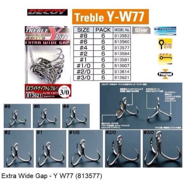 TREBLE HOOK DECOY YW 77 (Color SILVER)