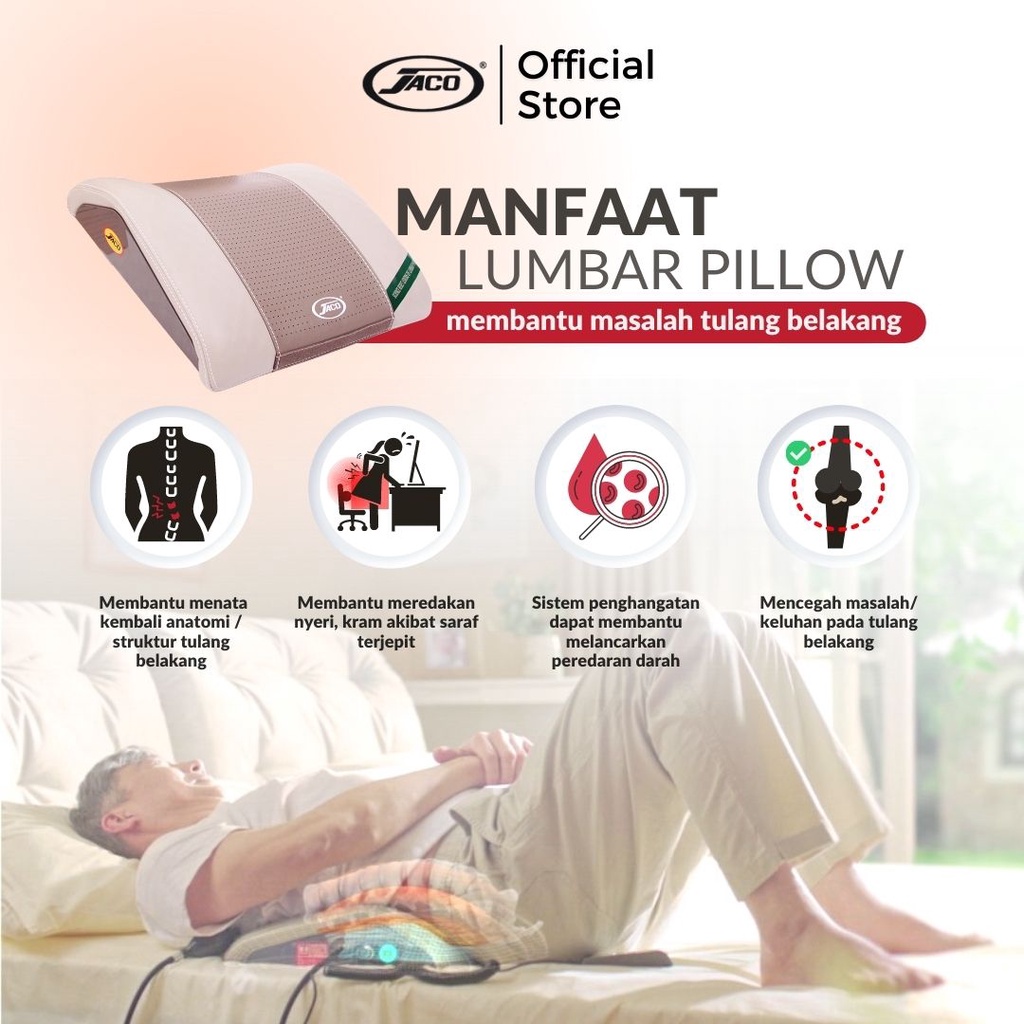 Jaco Lumbar Pillow Alat Terapi Nyeri Sakit Pinggang Tulang Belakang Saraf Terjepit Syaraf Kejepit