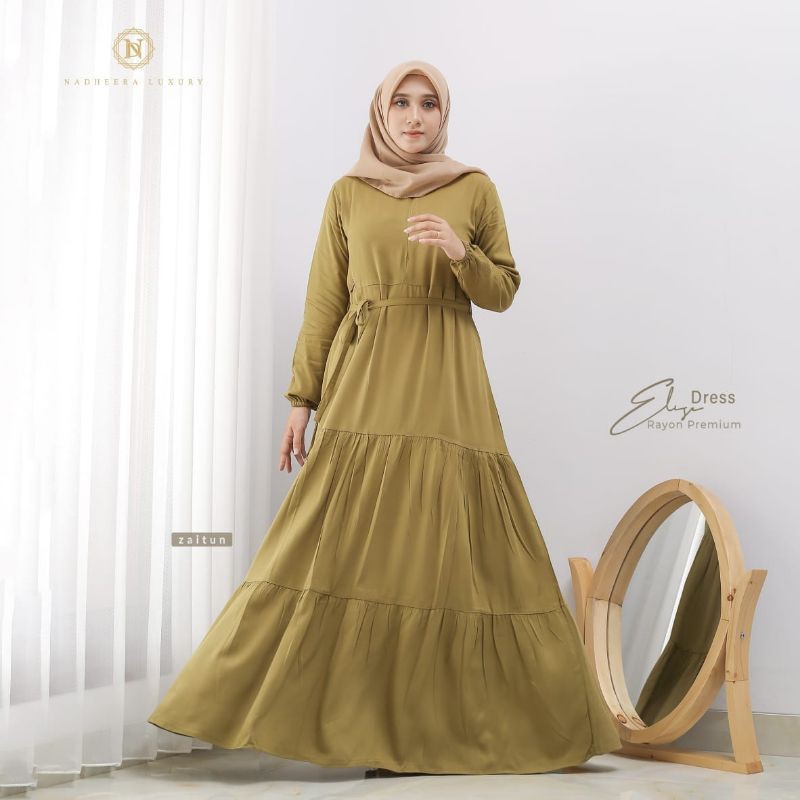 (NADHEERA LUXURY) ELISE DRESS FREE MASKER Dan HIJAB Nadheera