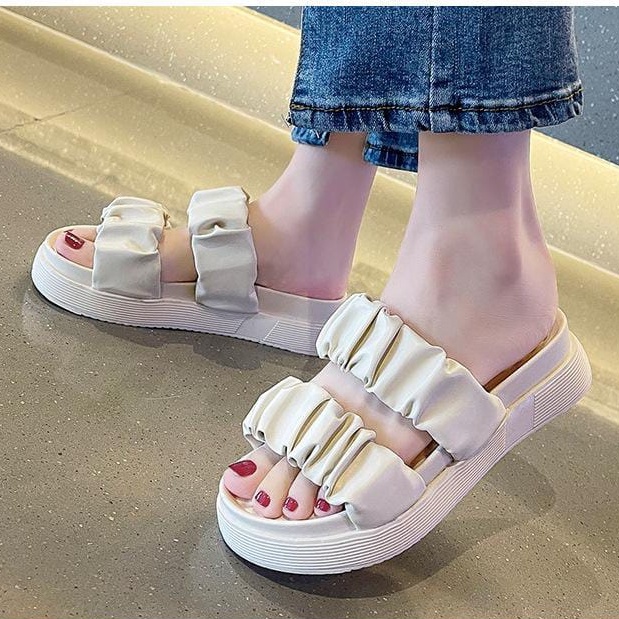 TBIG [COD] Sandal Slip On Wedges KIRASANDAL Wanita Sepatu Korea Style Sekolah Kuliah