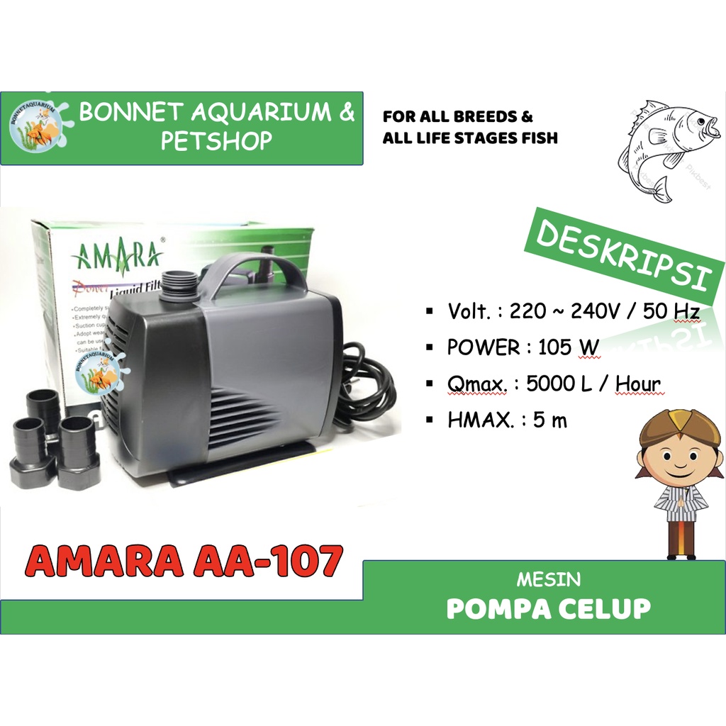 AMARA AA107 AA107 AMARA POMPA CELUP AQUARIUM POMPA AQUARIUM POMPA KOLAM POMPA HIDROPONIK