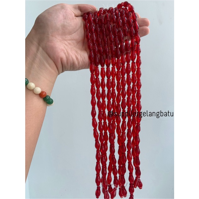 manik ujung kepala tasbih GUCI MERAH muda aksesoris kalung gelang 8mm