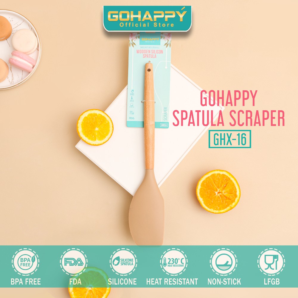 Alat Masak Spatula Scraper Silicon Go Happy GHX16 sutil - sendok dapur high qualty