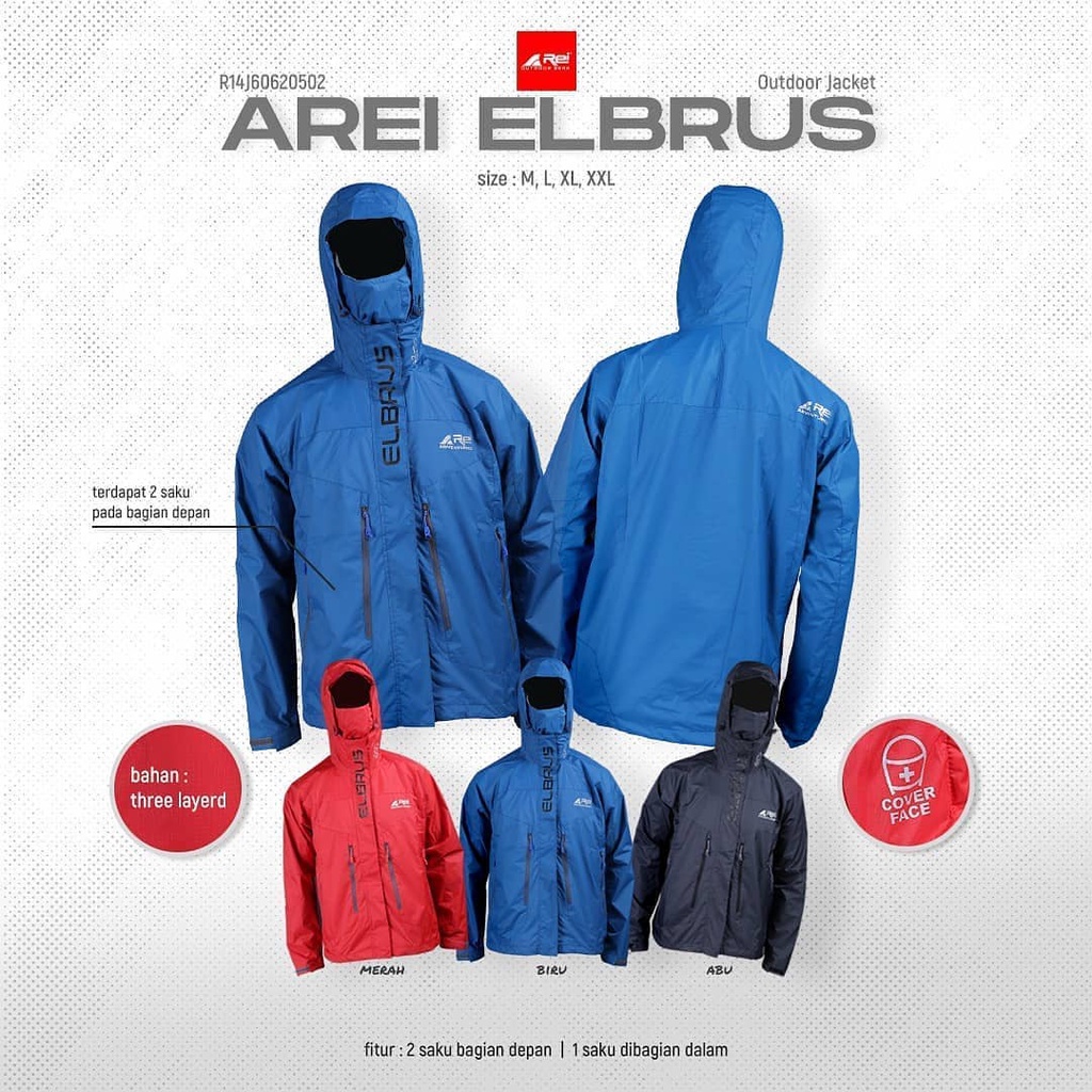 JAKET GUNUNG AREI ELBRUS WATERPROOF | JAKET REI OUTDOOR WINDPROOF