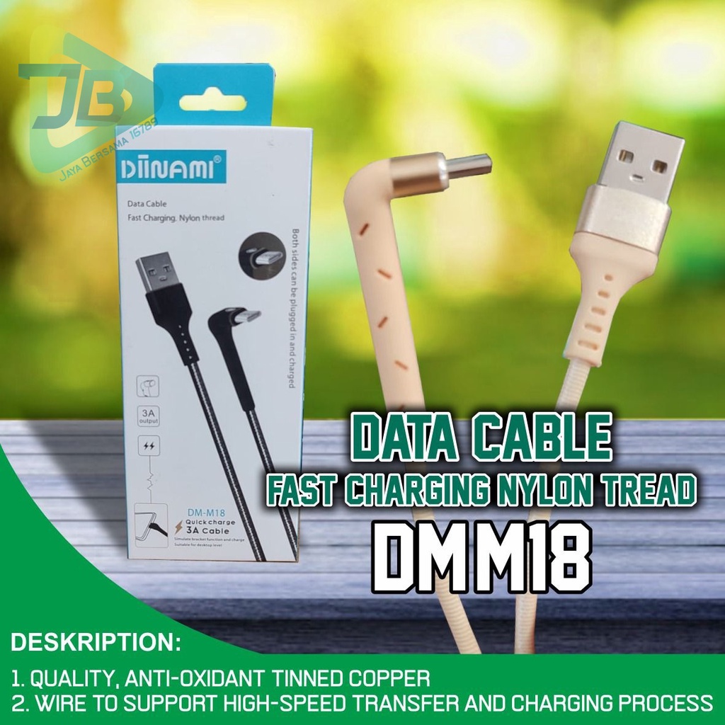 DIINAMI M18 kabel Cable Data GAMING fast Charging Kabel Data Micro , iphone , tipe c USB QC3.0 3 Amper bahan tebal JB5505