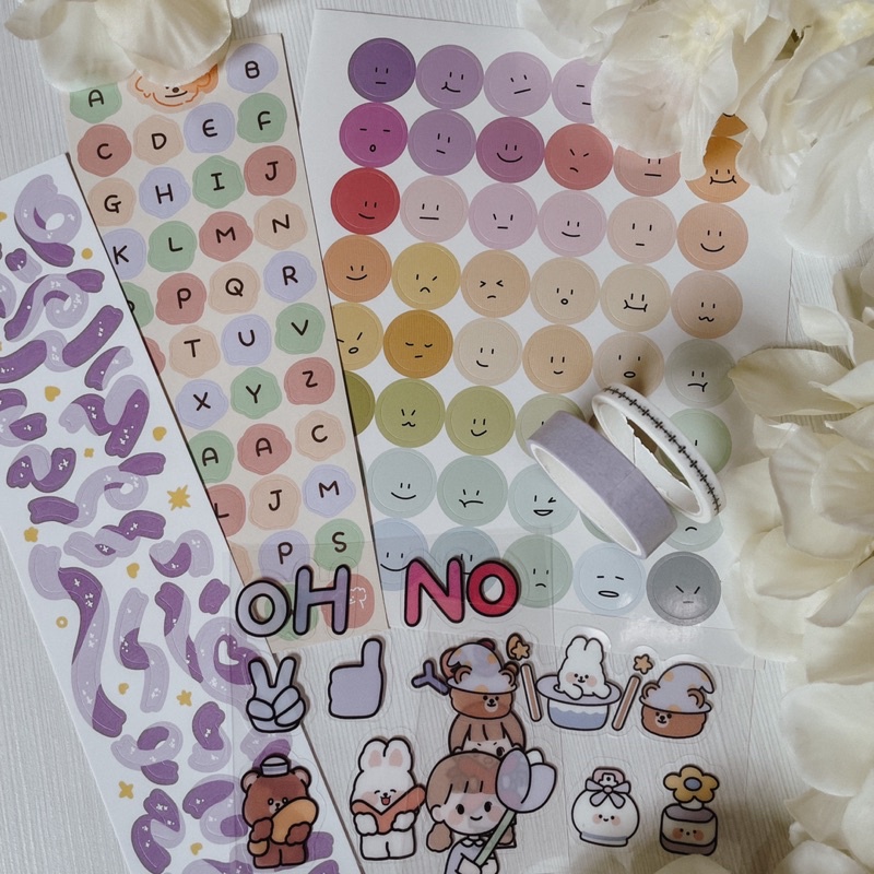 

5pcs Deco Stiker + 2pcs Washi Tape + Zipper Pouch + BONUS - Deco Sticker Starter Set (PAPER)